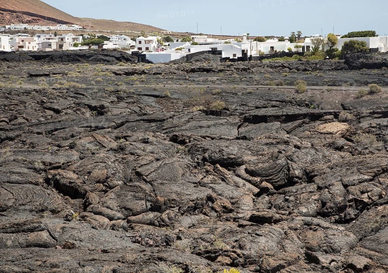 Solidified pahoehoe or ropey lava field, Tahiche village, Lanzarote, Canary Islands, Spain, Europe