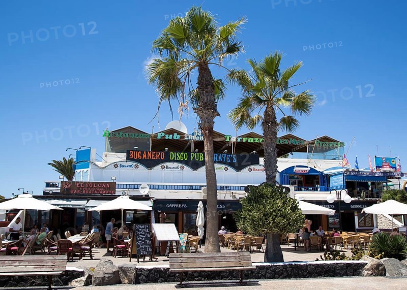 Bars and discos in resort of Playa Blanca, Lanzarote, Canary Islands, Spain, Europe