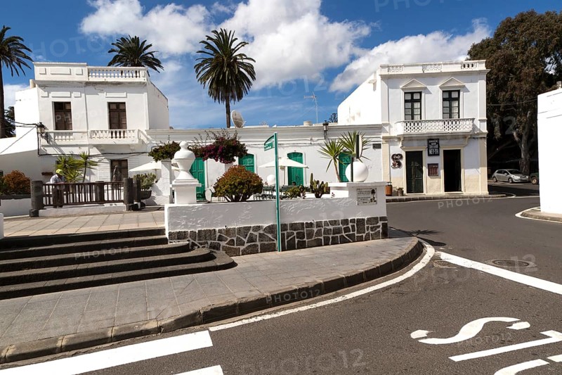 Historic whitewashed buildings in Haria, Lanzarote, Canary Islands, Spain, Europe