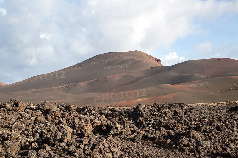 Volcanic landscape Parque Nacional de Timanfaya, national park, Lanzarote, Canary Islands, Spain, Mount Timanfaya, Europe
