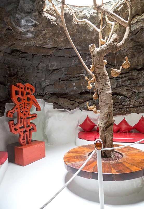 Room in volcanic lava bubble Fundación César Manrique, Taro de Tahíche, Lanzarote, Canary islands, Spain, Europe