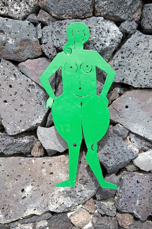 Female toilet sign, Fundación César Manrique, Taro de Tahíche, Lanzarote, Canary islands, Spain, Europe