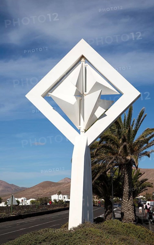 Wind sculpture outside Fundación César Manrique, Taro de Tahíche, Lanzarote, Canary islands, Spain, Europe