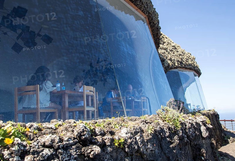 Cafe inside Mirador del Rio designed by Cesar Manrique, Lanzarote, Canary Islands, Spain, Europe