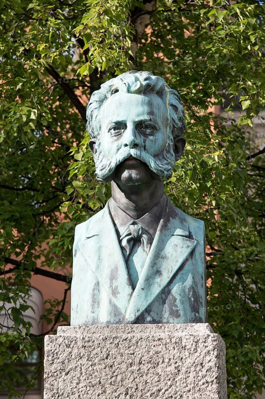 Memorial bust statue sculpture of musician Adolf Thomsen, 1852-1903, Tromso, Norway, Europe