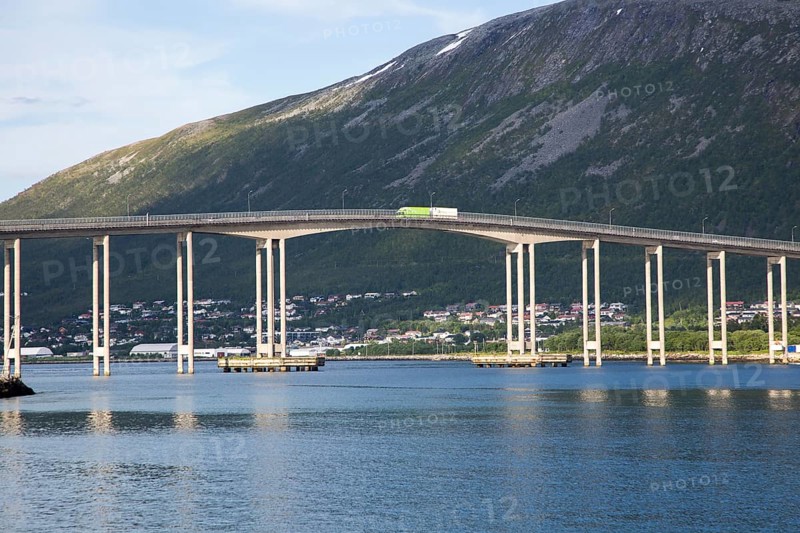 Tromso Bridge, cantilever road bridge in the city of Tromso, Norway, Europe