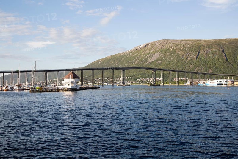 Tromso Bridge, cantilever road bridge in the city of Tromso, Norway, Europe