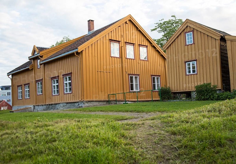 Skansen buildings former customs station, Tollboden, oldest house in Tromso, Norway, Europe