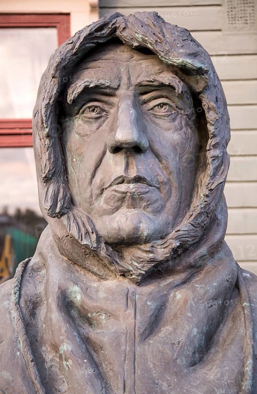 Roald Amundsen, 1872-1928, bust statue sculpture of famous explorer at the Polar Museum, Tromso, Norway, Europe