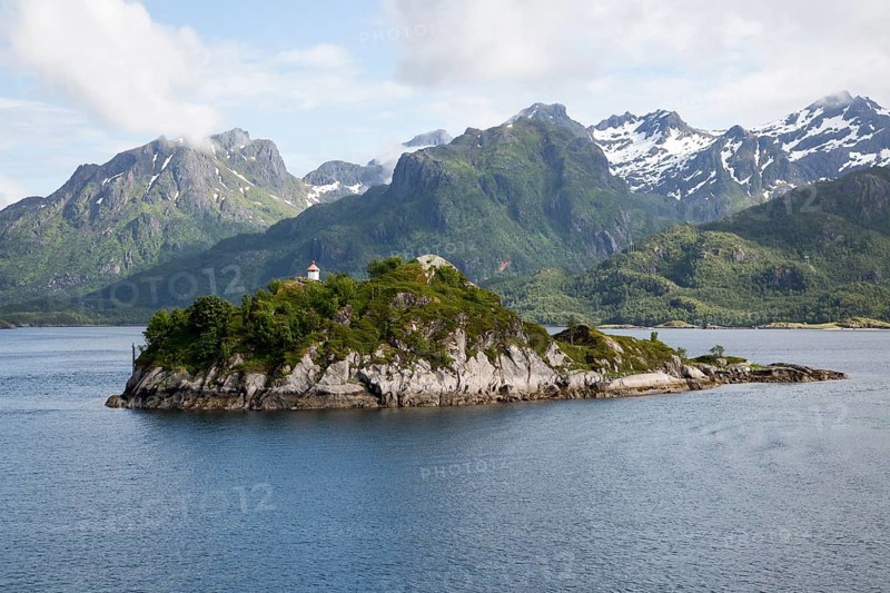 Small island, a roche moutonnee glacial landform, southern coast of Hinnoya Island, Nordland, northern Norway