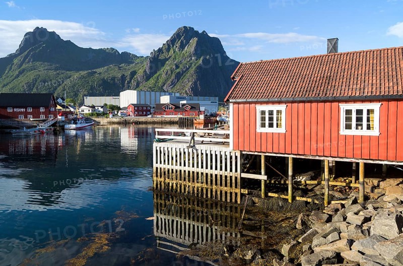 Traditional building style at Scandic Hotel, Svolvaer, Lofoten Islands, Nordland, Norway, Europe