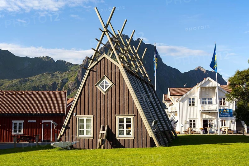 Traditional building style at Scandic Hotel, Svolvaer, Lofoten Islands, Nordland, Norway, Europe