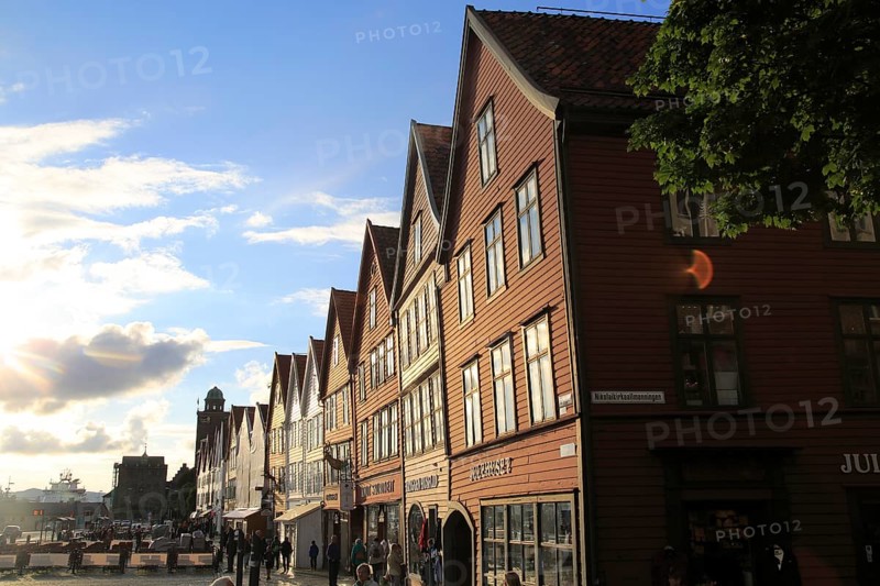 Historic Hanseatic League wooden buildings Bryggen area, Bergen, Norway UNESCO World Cultural Heritage site