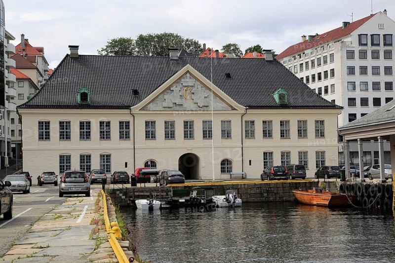 Old Custom House building in Strandsiden harbour area, city of Bergen, Norway, Europe