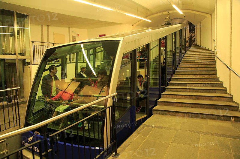 Floibanen funicular railway train carriage, Bergen, Norway, Europe