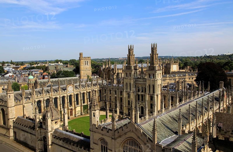 All Souls College buildings from above, University of Oxford, England, UK