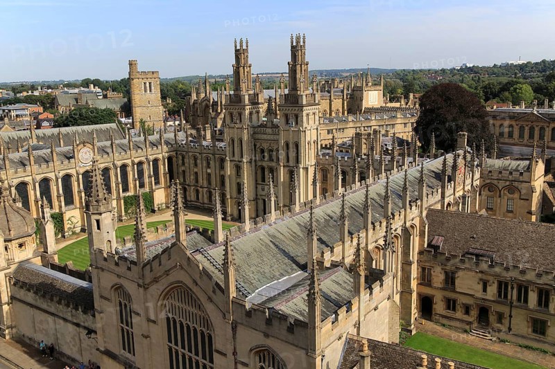 All Souls College buildings from above, University of Oxford, England, UK