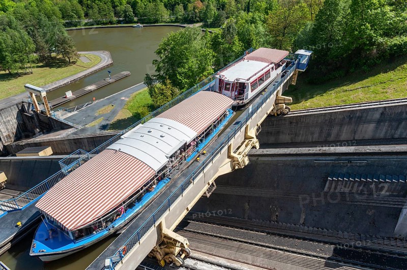 Boat lift on the Rhine-Marne Canal, Saint-Louis, Arzviller, Lorraine, France, Europe