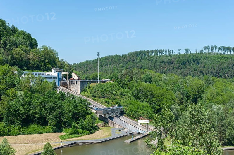 Boat lift on the Rhine-Marne Canal, Saint-Louis, Arzviller, Lorraine, France, Europe