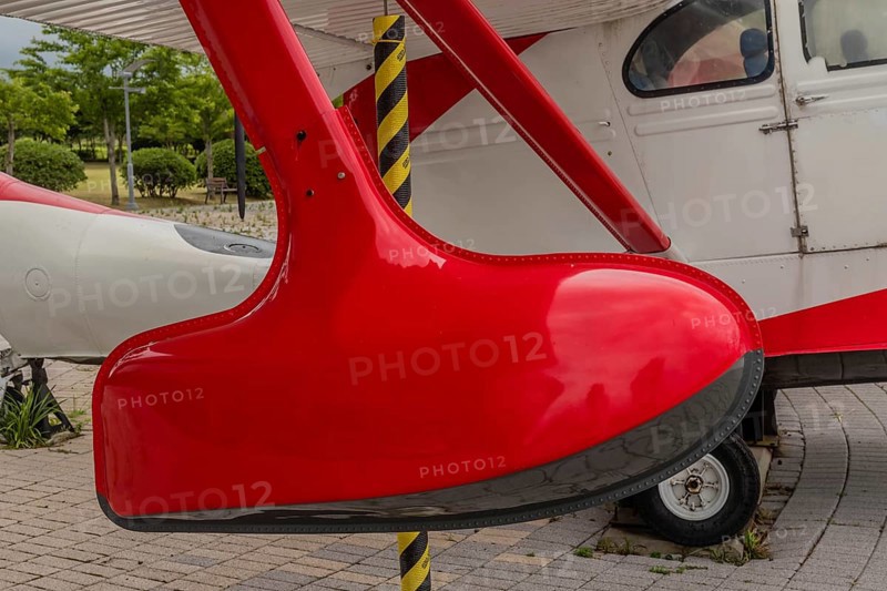 Closeup of starboard wing float on Republic RC-3 Seabee aircraft at museum in Jeju, South Korea, Asia