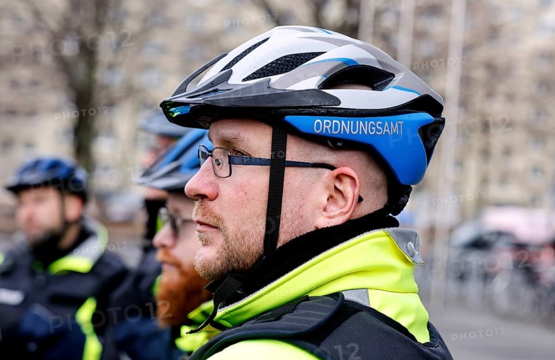 Employees of the bicycle squadron of the public order office. The bicycle squadron of the public order office in Mitte has a fleet of 20 bicycles at its disposal, Berlin, 22.01.2024