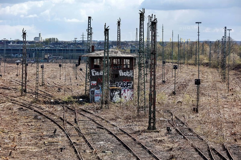 Former signal box in a disused marshalling yard, Dortmund, 10.04.2022