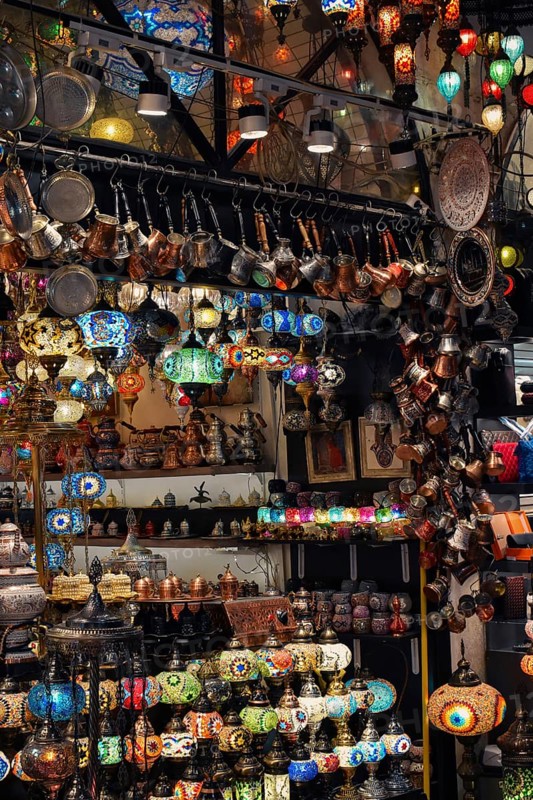 Mosaic lamps, Grand Bazaar, Istanbul, Turkey, Asia