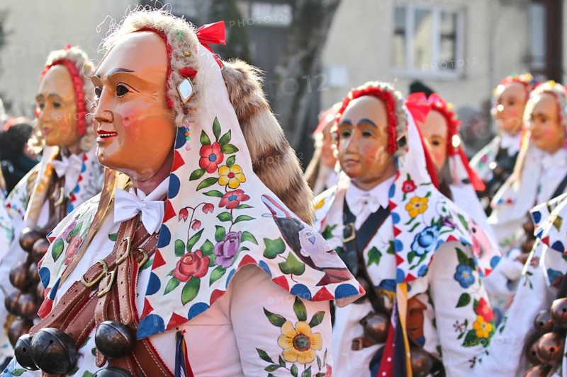 Gschell with fox tail of the Schömberg Fools Guild, parade of the Swabian-Alemannic Fasnet in Villingen-Schwenningen, Baden-Württemberg, Germany, Europe
