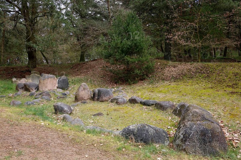 Parts of a Viking camp on the River Peene near Menzlin, Viking settlement known as the Old Camp, Viking stone circles, Peene Valley River Landscape nature park Park, Mecklenburg-Western Pomerania, Germany, Europe