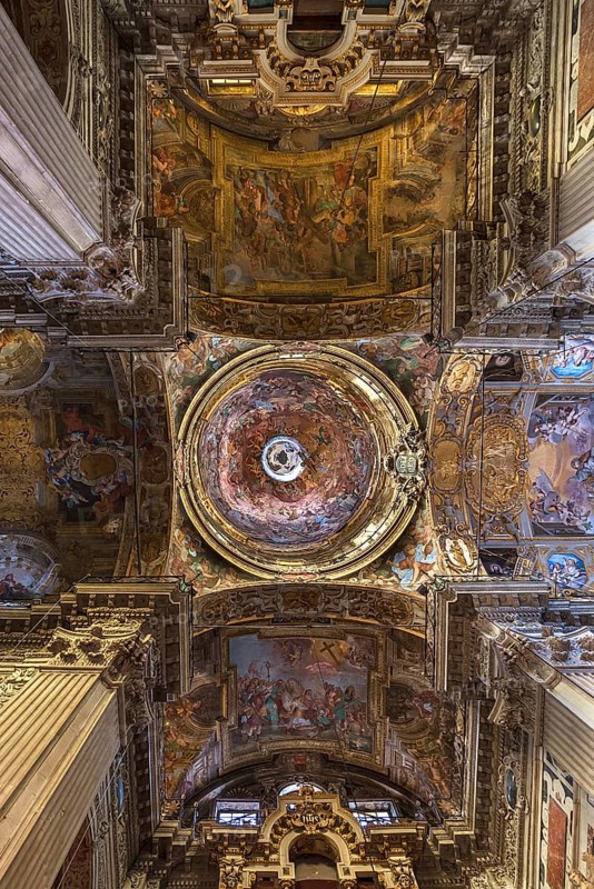 Interior with vault and dome of the baroque Basilica di San Siro, the oldest church in the city, Via Siro, 4, Genoa, Italy, Europe
