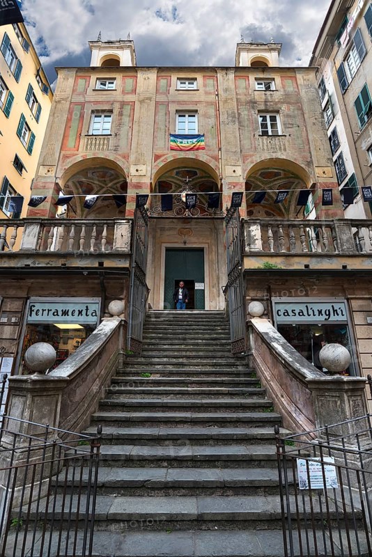 Church of San Pietro ion Banchi, consecrated in 1585, Piazza Banchi Genoa, Italy, Europe
