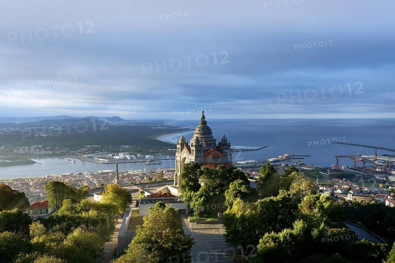 Panorama, Skyline, Church, Santuario de Canta Luzia, Montanha de Santa Luzia, Viana do Castelo, Portugal, Europe