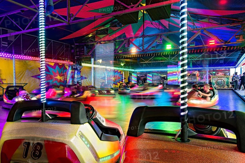 Autoscooter speedway, autodrome, bumper cars, electric cars with colourful lighting, fairground ride at Kalter Markt, Kaale Määrt, funfair, fairground, Ortenberg, Wetterau, Hesse, Germany, Europe