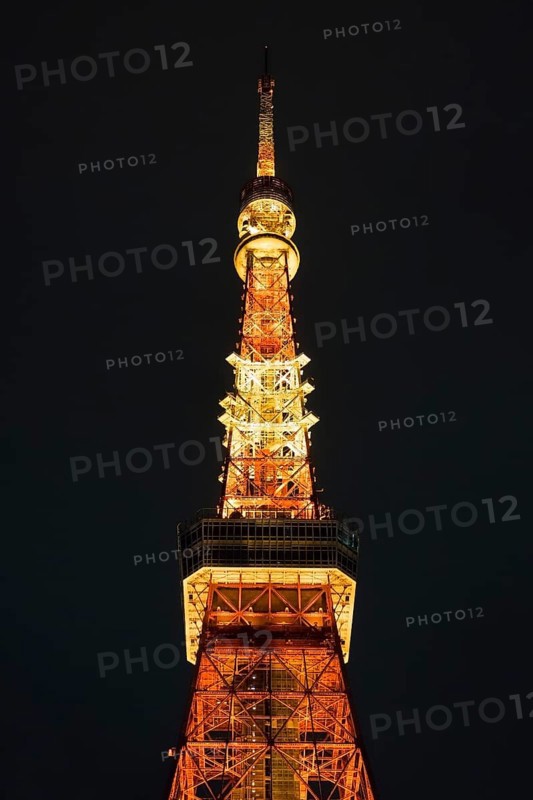 Tokyo Tower illuminated at night, communications and observation tower in the Shiba-koen district of Minato in the city Tokyo, Japan, Asia