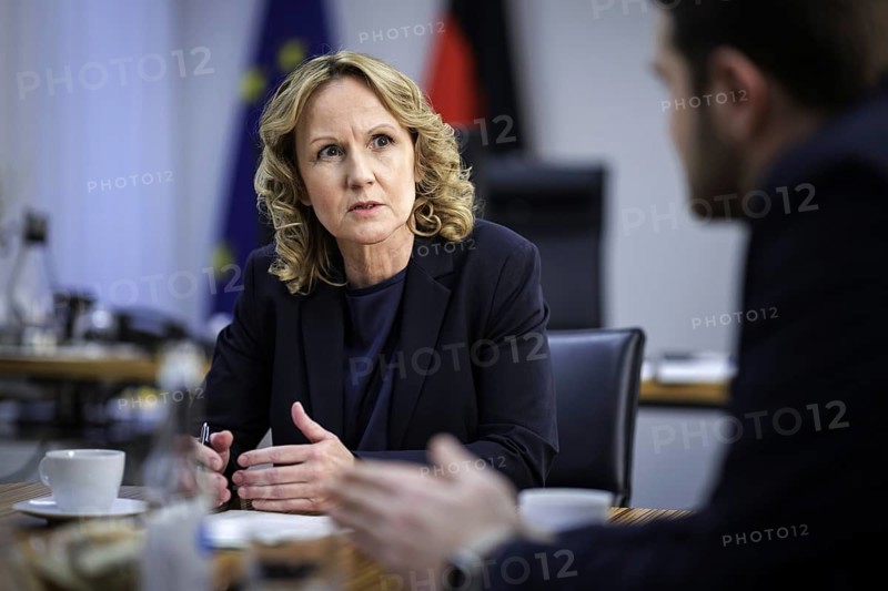 Steffi Lemke, Federal Minister for the Environment, Nature Conservation, Nuclear Safety and Consumer Protection (Alliance 90/The Greens), recorded during an interview in Berlin, 11 January 2024
