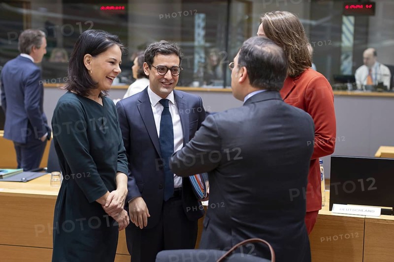 Annalena Bärbock, (Green) Federal Foreign Minister, takes part in the Council on Foreign Relations. Here with the Foreign Minister of France, Stephane Sejourne, the Foreign Minister of the Netherlands, Hanke Brunis Slot and the Foreign Minister of Spain, Jose Manuel Albares. Brussels, 22.01.2024. Photographed on behalf of the Federal Foreign Office