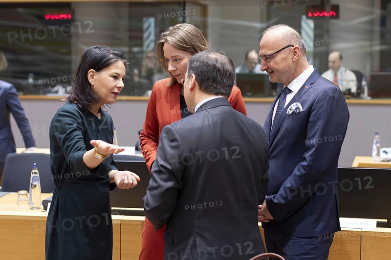 Annalena Bärbock, (Green) Federal Foreign Minister, takes part in the Council on Foreign Relations. Here with the Foreign Minister of Spain, Jose Manuel Albares, the Foreign Minister of the Netherlands, Hanke Brunis Slot, and the Foreign Minister of Croatia, Gordan Grlic-Radman. Brussels, 22.01.2024. Photographed on behalf of the Federal Foreign Office