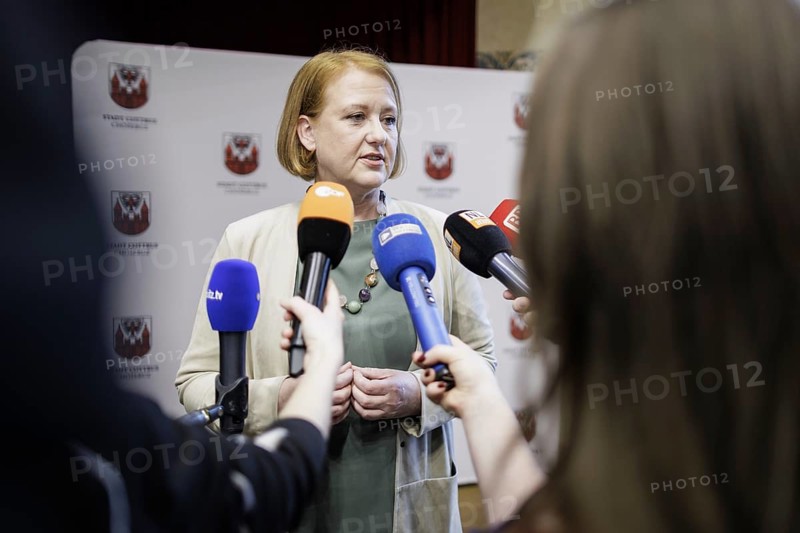 Lisa Paus (Alliance 90/The Greens), Federal Minister for Family Affairs, Senior Citizens, Women and Youth, photographed during a press conference on the expansion of woman's homes in Cottbus town hall, 22 January 2024. Photographed on behalf of the Federal Ministry for Family Affairs