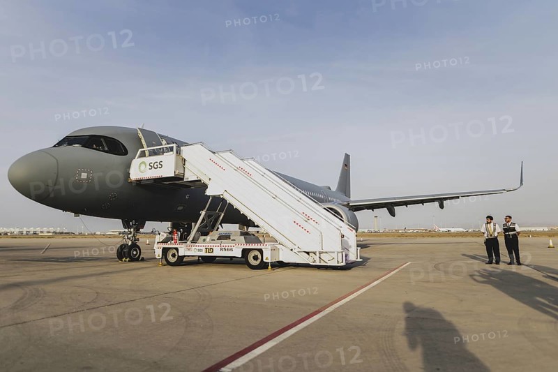 Aircraft A321 of the air force, photographed during an unscheduled stop in Jeddah, 24 January 2024. The flight with the German Foreign Minister on board had to make a stopover in Jeddah due to a lack of overflight permission through Eritrean airspace. Bärbock is visiting Djibouti, Kenya and South Sudan as part of her trip to East Africa / Photographed on behalf of the Federal Foreign Office