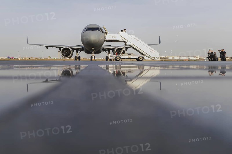 Aircraft A321 of the air force, photographed during an unscheduled stop in Jeddah, 24 January 2024. The flight with the German Foreign Minister on board had to make a stopover in Jeddah due to a lack of overflight permission through Eritrean airspace. Bärbock is visiting Djibouti, Kenya and South Sudan as part of her trip to East Africa / Photographed on behalf of the Federal Foreign Office