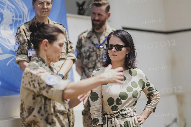 Annalena Bärbock (Alliance 90/The Greens), Federal Foreign Minister, photographed during a joint meeting with members of the German Armed Forces of the UNMISS mission in Juba, 26 January 2024. Bärbock visits Kenya and South Sudan as part of her trip to East Africa / Photographed on behalf of the Federal Foreign Office