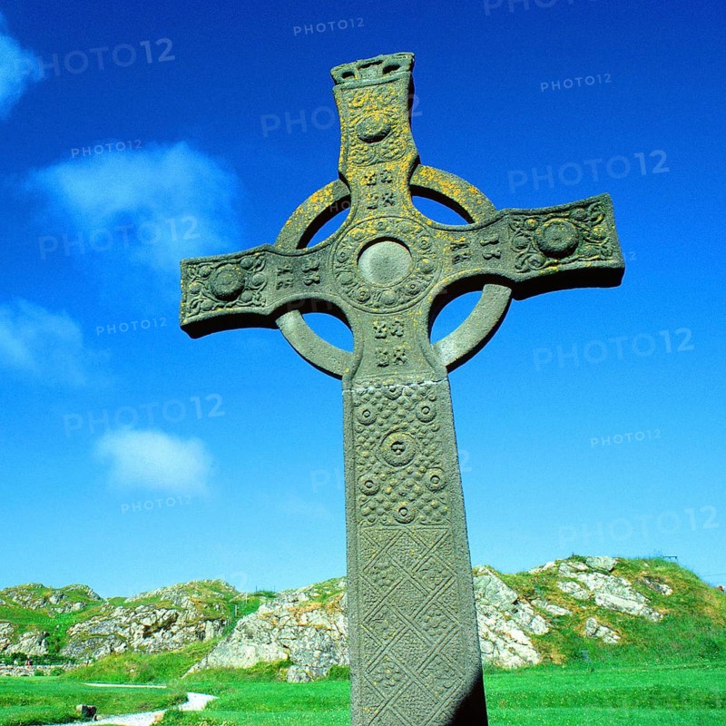 Celtic crosses, island of Iona, western Scotland