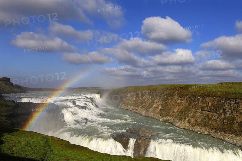 Gullfoss (Golden Falls) the famous waterfalls on the River Hvita, south-central Iceland
