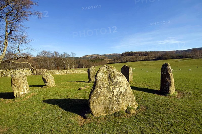 Megalithic stone circle at Kinnell, near Killin, Perthshire, Scotland, UK