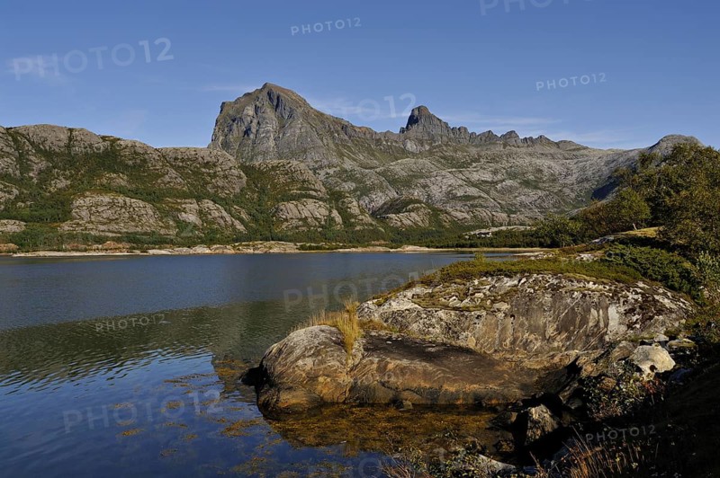 The peaks of Blokktinden from Stromsvik, north-west Norway