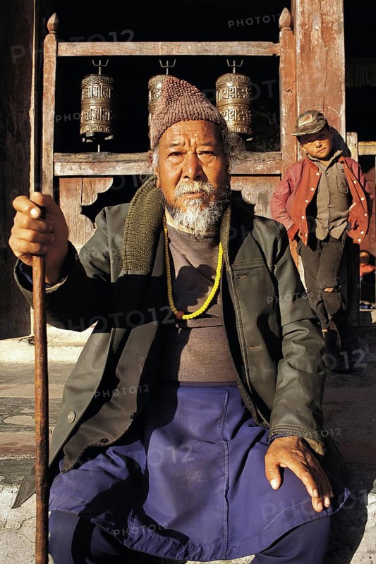 The guardian of the village shrine or gompa at Tarke Gyang in the Helambu region of central Nepal
