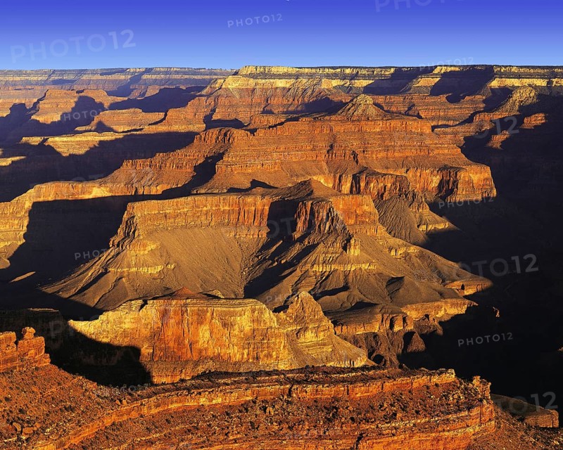 Grand Canyon from South Rim, in dramatic dawn light