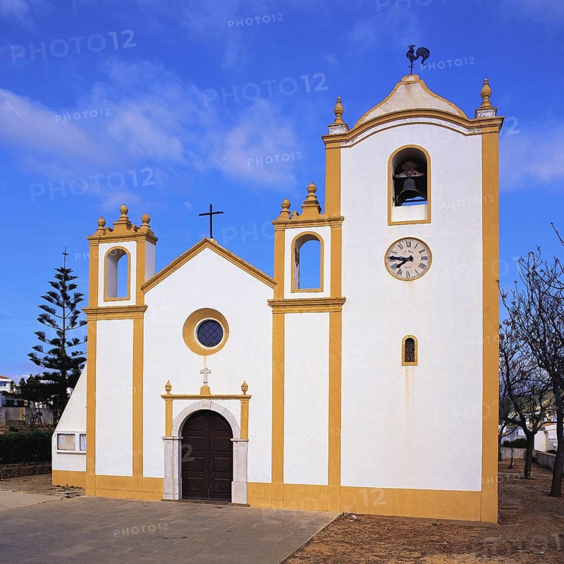 Quaint and pretty traditional Portuguese church in Luz, Algarve, Portugal, Europe