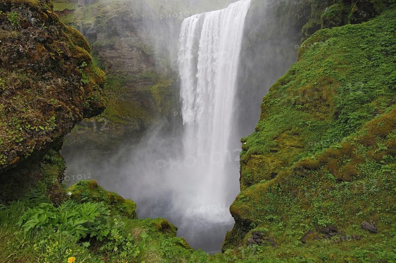 Skogafoss, one of the highest waterfalls (60m) in Iceland