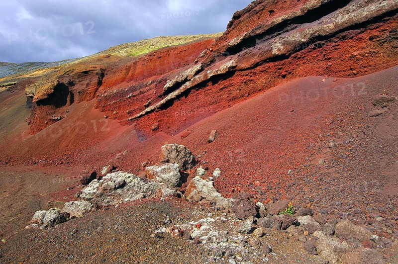 Brightly coloured volcanic rocks and soils near Grindavik, south-west Iceland